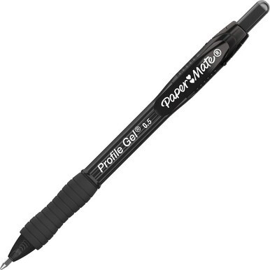 Paper Mate Profile Gel 0.5mm Retractable Pen - 0.5 mm Pen Point Size - Retractable - Black - 36 / Box