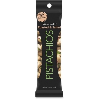 Wonderful Pistachios &amp; Almonds Wonderful Roasted &amp; Salted Pistachios - Cholesterol-free - Pistachio - 1.25 oz - 12 / Box