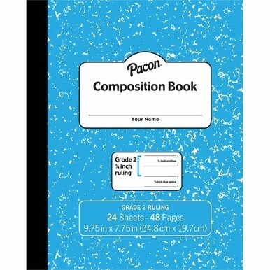Pacon Composition Book - 24 Sheets - 48 Pages - 9.8&quot; x 7.5&quot; - Blue Marble Cover - Durable Cover, Soft Cover - 1 Each