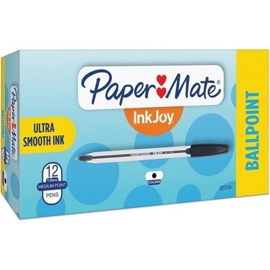 Paper Mate Medium Point Ballpoint Pens - Medium Pen Point - Black - 1 Dozen