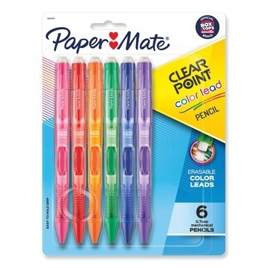 Clearpoint Color Mechanical Pencils, 0.7 mm, Assorted Lead and Barrel Colors, 6/Pack