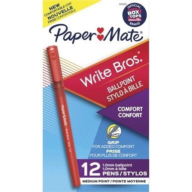 Paper Mate Write Bros. 1.0mm Ballpoint Pen - Medium Pen Point - 1 mm Pen Point Size - Conical Pen Point Style - Red - Red Barrel - 1 Dozen