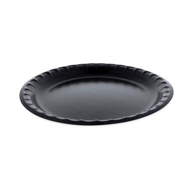 Placesetter Deluxe Laminated Foam Dinnerware, Plate, 10.25&quot; dia, Black, 540/Carton