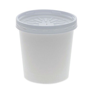 Paper Round Food Container and Lid Combo, 16 oz, 3.75&quot; Diameter x 3.88h&quot;, White, 250/Carton