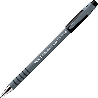 Paper Mate Flexgrip Ultra Recycled Pens - Fine Pen Point - Black - Black Rubber Barrel - 1 Dozen