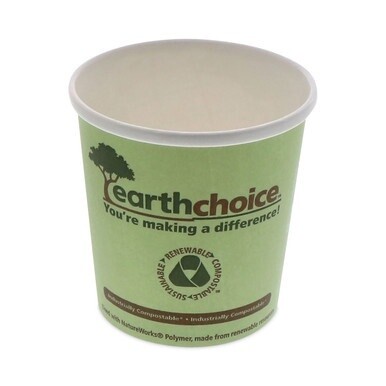 EarthChoice Compostable Soup Cup Large, 16 oz, 3.63&quot; Diameter x 3.88&quot;h, Green, Paper, 500/Carton