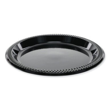 Meadoware Impact Plastic Dinnerware, Plate, 8.9&quot; dia, Black, 400/Carton