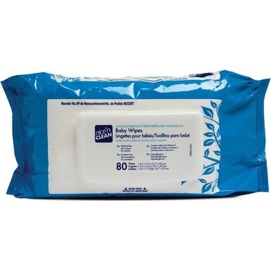 PDI Nice&#39;n Clean Baby Wipes - 7.90&quot; x 6.60&quot; - Blue - Paraben-free, Latex-free, Resealable, Alcohol-free, Hypoallergenic, Moist - For Skin - 80 Per Pack
