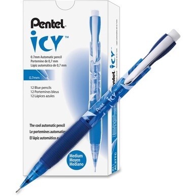 Pentel Icy Mechanical Pencil - #2 Lead - 0.7 mm Lead Diameter - Refillable - Blue Barrel - 1 Dozen