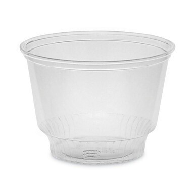 EarthChoice Recycled Clear Plastic Sundae Dish, 8 oz, 4&quot; dia x 3&quot;h, Clear, 60/Bag, 15 Bags/Carton