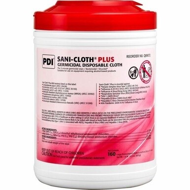 PDI Sani-Cloth Plus Germicidal Disposable Cloth - 6.75&quot; Length x 6&quot; Width - 160 / Canister - 1 Each - White
