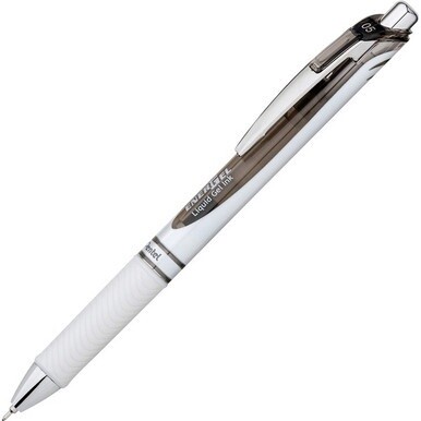 EnerGel EnerGel Pearl Liquid Gel Pen - Fine Pen Point - 0.5 mm Pen Point Size - Needle Pen Point Style - Refillable - Retractable - Black Gel-based Ink - Pearl White Barrel - Stainless Steel Tip - 1 E