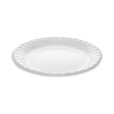 Placesetter Deluxe Laminated Foam Dinnerware, Plate, 8.88&quot; dia, White, 500/Carton