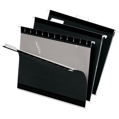 Pendaflex 1/5 Tab Cut Letter Recycled Hanging Folder - 8 1/2&quot; x 11&quot; - Black - 10% Recycled - 25 / Box