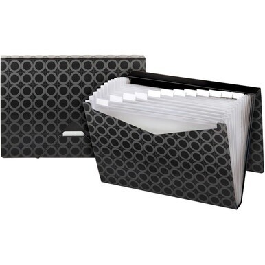 Pendaflex Letter Recycled Expanding File - 8 1/2&quot; x 11&quot; - 13 Pocket(s) - Black - 30% Recycled - 1 Each