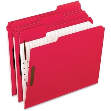 Pendaflex 1/3 Tab Cut Letter Recycled Top Tab File Folder - 8 1/2&quot; x 11&quot; - 2&quot; Expansion - 2 Fastener(s) - 2&quot; Fastener Capacity for Folder - Top Tab Location - Assorted Position Tab Position - Red - 10