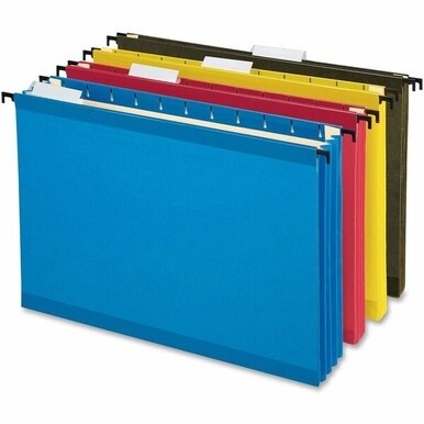 Pendaflex SureHook Legal Recycled Hanging Folder - 3 1/2&quot; Folder Capacity - 8 1/2&quot; x 14&quot; - 3 1/2&quot; Expansion - Poly - Blue, Red, Yellow, Standard Green - 10% Recycled - 4 / Pack