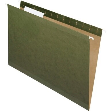 Pendaflex 1/3 Tab Cut Legal Recycled Hanging Folder - 8 1/2&quot; x 14&quot; - Internal Pocket(s) - Standard Green - 10% Recycled - 25 / Box