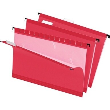 Pendaflex 1/5 Tab Cut Legal Recycled Hanging Folder - 8 1/2&quot; x 14&quot; - Red - 10% Recycled - 25 / Box