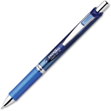 EnerGel EnerGel RTX Liquid Gel Pens - Medium Pen Point - 0.7 mm Pen Point Size - Needle Pen Point Style - Refillable - Retractable - Blue Gel-based Ink - Blue, Silver Barrel - Stainless Steel Tip - 1 