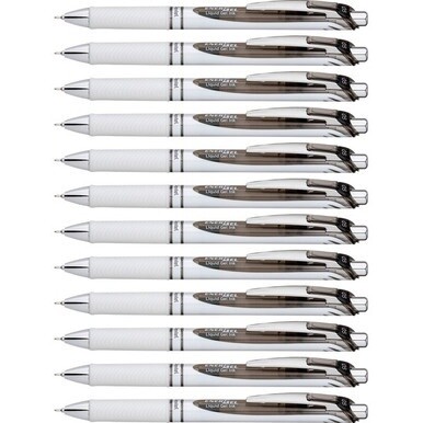 EnerGel EnerGel Pearl Liquid Gel Pens - Fine Pen Point - 0.5 mm Pen Point Size - Needle Pen Point Style - Refillable - Retractable - Black Gel-based Ink - Pearl White Barrel - Stainless Steel Tip - 1 