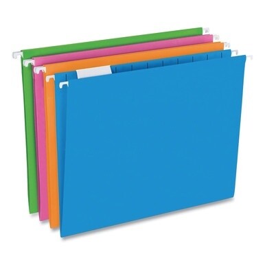 Glow Twisted 3-Tab File Folder, 1/3-Cut Tabs: Assorted, Letter Size, 0.25&quot; Expansion, Assorted Colors, 12/Pack