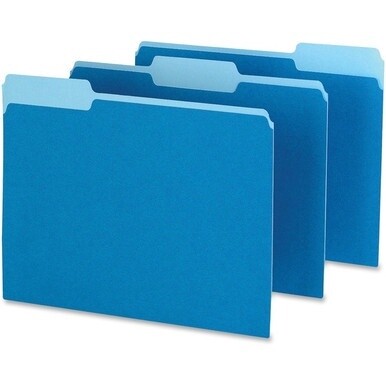 Pendaflex 1/3 Tab Cut Letter Recycled Top Tab File Folder - 8 1/2&quot; x 11&quot; - Top Tab Location - Assorted Position Tab Position - Blue - 10% Recycled - 100 / Box