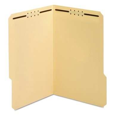 Top Tab Fastener Folder, 0.75&quot; Expansion, 2 Fasteners, Legal Size, Manila Exterior, 50/Box