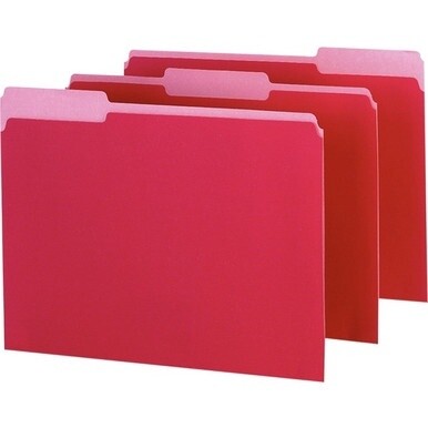 Pendaflex 1/3 Tab Cut Letter Recycled Top Tab File Folder - 8 1/2&quot; x 11&quot; - Red - 10% Recycled - 100 / Box