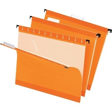 Pendaflex 1/5 Tab Cut Letter Recycled Hanging Folder - 8 1/2&quot; x 11&quot; - Orange - 10% Recycled - 25 / Box