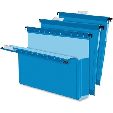 Pendaflex SureHook Letter Recycled Hanging Folder - 8 1/2&quot; x 11&quot; - 2&quot; Expansion - Blue - 10% Recycled - 25 / Box