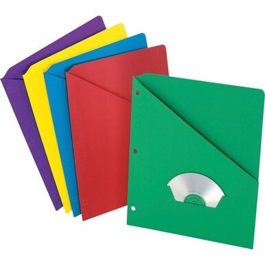 Pendaflex Slash Pocket 3-hole Project Folders - For Letter 8 1/2&quot; x 11&quot; Sheet - Multi - 25 / Pack