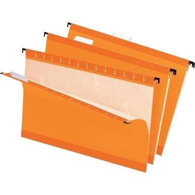 Pendaflex 1/5 Tab Cut Legal Recycled Hanging Folder - 8 1/2&quot; x 14&quot; - Orange - 10% Recycled - 25 / Box