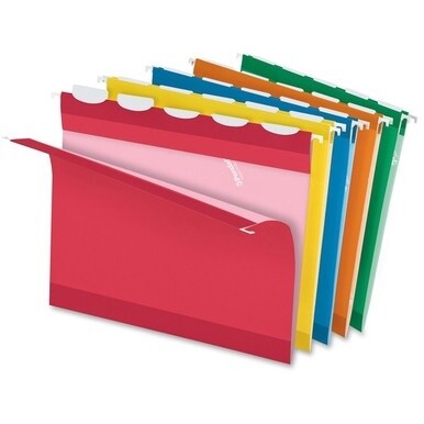 Pendaflex Ready-Tab 1/5 Tab Cut Letter Recycled Hanging Folder - 8 1/2&quot; x 11&quot; - Assorted - 10% Recycled - 25 / Box
