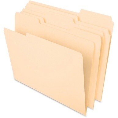 Pendaflex 1/3 Tab Cut Letter Recycled Top Tab File Folder - 8 1/2&quot; x 11&quot; - 3/4&quot; Expansion - Top Tab Location - Assorted Position Tab Position - Manila - 10% Recycled - 100 / Box