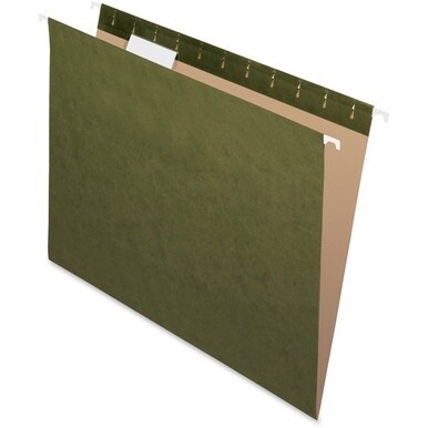 Pendaflex 1/5 Tab Cut Letter Recycled Hanging Folder - 8 1/2&quot; x 11&quot; - Internal Pocket(s) - Standard Green - 10% Recycled - 25 / Box