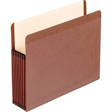 Pendaflex Straight Tab Cut Letter Recycled File Pocket - 8 1/2&quot; x 11&quot; - 7&quot; Expansion - Red Fiber, Polyester - Red Fiber - 30% Recycled - 5 / Box