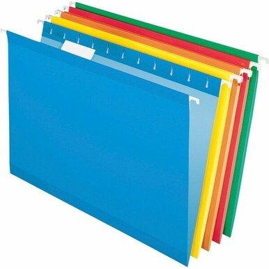 Pendaflex 1/5 Tab Cut Legal Recycled Hanging Folder - 8 1/2&quot; x 14&quot; - Blue, Red, Yellow, Orange, Green - 10% Recycled - 25 / Box