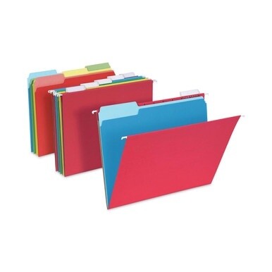 Teacher&#39;s Hanging File Folder Combo Kit, Letter Size, Assorted Colors, (25) 1/5-Cut Hanging Folders,(50) 1/3-Cut File Folders