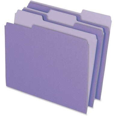 Pendaflex 1/3 Tab Cut Letter Recycled Top Tab File Folder - 8 1/2&quot; x 11&quot; - Top Tab Location - Assorted Position Tab Position - Lavender - 10% Recycled - 100 / Box
