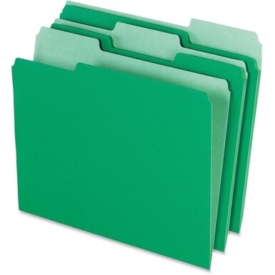 Pendaflex 1/3 Tab Cut Letter Recycled Top Tab File Folder - 8 1/2&quot; x 11&quot; - Top Tab Location - Assorted Position Tab Position - Green - 10% Recycled - 100 / Box