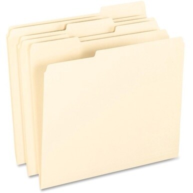 Pendaflex 1/3 Tab Cut Letter Recycled Top Tab File Folder - 8 1/2&quot; x 11&quot; - Top Tab Location - Assorted Position Tab Position - Manila - 10% Recycled - 100 / Box