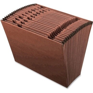 Pendaflex Letter Recycled Expanding File - 8 1/2&quot; x 11&quot; - 21 Pocket(s) - Red Fiber - Red Fiber - 100% Recycled - 1 Each