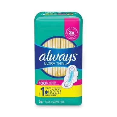 Ultra Thin Pads, Regular, 36/Pack