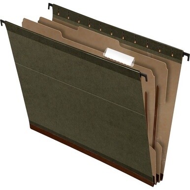 Pendaflex Letter Recycled Hanging Folder - 8 1/2&quot; x 11&quot; - 2&quot; Expansion - 2&quot; Fastener Capacity for Folder - 2 Divider(s) - Tyvek, Pressboard - Green - 10% Recycled - 10 / Box