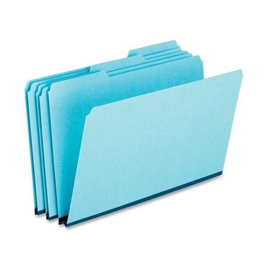 Pendaflex 1/3 Tab Cut Legal Recycled Top Tab File Folder - 8 1/2&quot; x 14&quot; - 1&quot; Expansion - Top Tab Location - Assorted Position Tab Position - Pressboard, Tyvek - Blue - 65% Recycled - 25 / Box