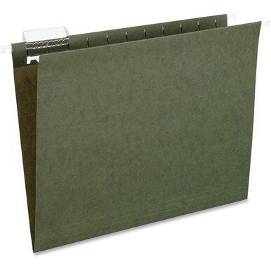 Pendaflex Essentials 1/5 Tab Cut Letter Recycled Hanging Folder - 8 1/2&quot; x 11&quot; - Standard Green - 100% Recycled - 25 / Box