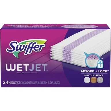 Swiffer WetJet Mopping Pad Refill - 10&quot; Length - Cotton - Green - 24 / Box