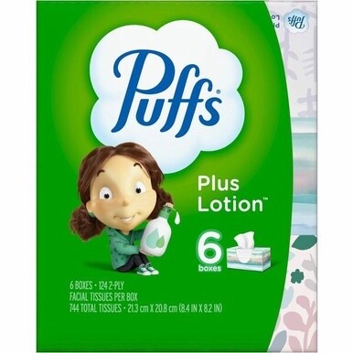 Puffs Plus Lotion Facial Tissue - 2 Ply - 8.20&quot; x 8.40&quot; - White - Soft, Durable - For Office Building, School, Hospital, Face - 24 / Carton