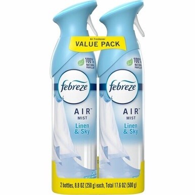 Febreze Linen/Sky Air Spray Pack - Liquid - 8.8 fl oz (0.3 quart) - Linen &amp; Sky - 2 / Pack - Odor Neutralizer, VOC-free
